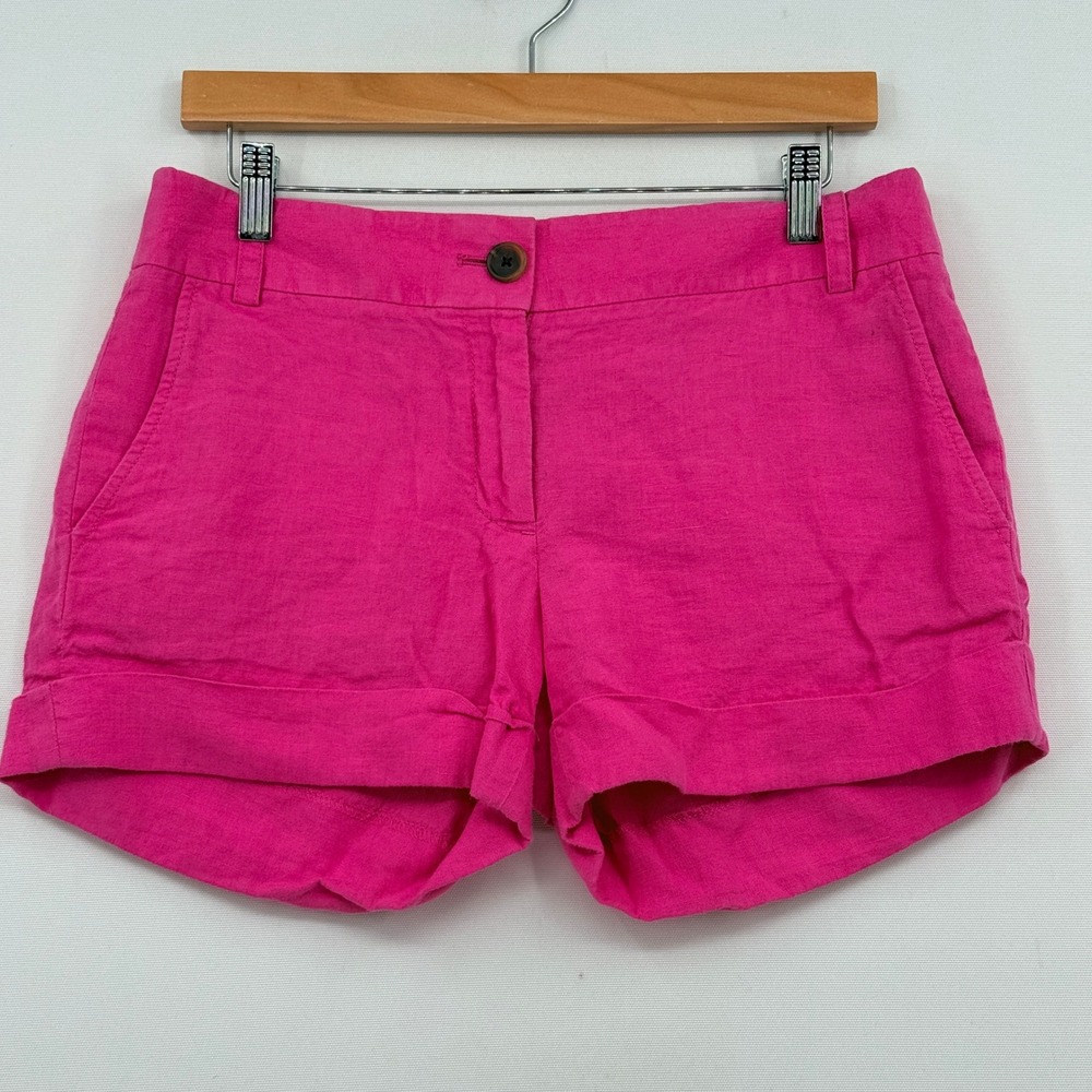 J.Crew Baird McNutt Linen Shorts Womens 6 Pink City Fit Cuffed Barbiecore Preppy